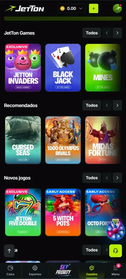 Interface relacionada a Jogos